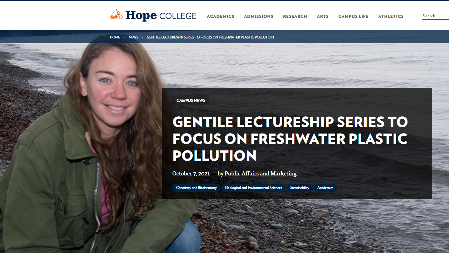 10/2021: Gentile Lectureship - Hope College - The Perils of Plastic